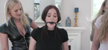 Dominant MILFs fuck two submissive teens with colossal