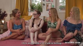 Ersties - Blindfold Orgy - 4 Hotties Begin Teasing Each Other [Ep 1 of 3]