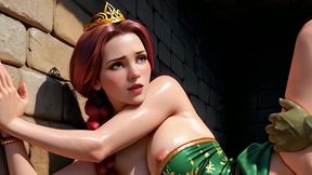 Shrek with a Huge Dick Just Fucks Fiona in All the Cracks in the Castle and in the Swamp