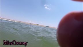 Caught ! Teacher Busts My Cock Underwater - Nude Beach Public Orgasm!