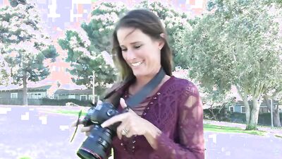 MILF strips nude before impaling her twat on a hard rod