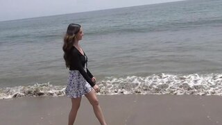 Innocent brunette on vacation turns out to be a whore