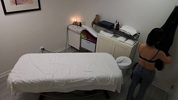 Tiny Japanese girl seduced during massage &mdash;  then fucked twice